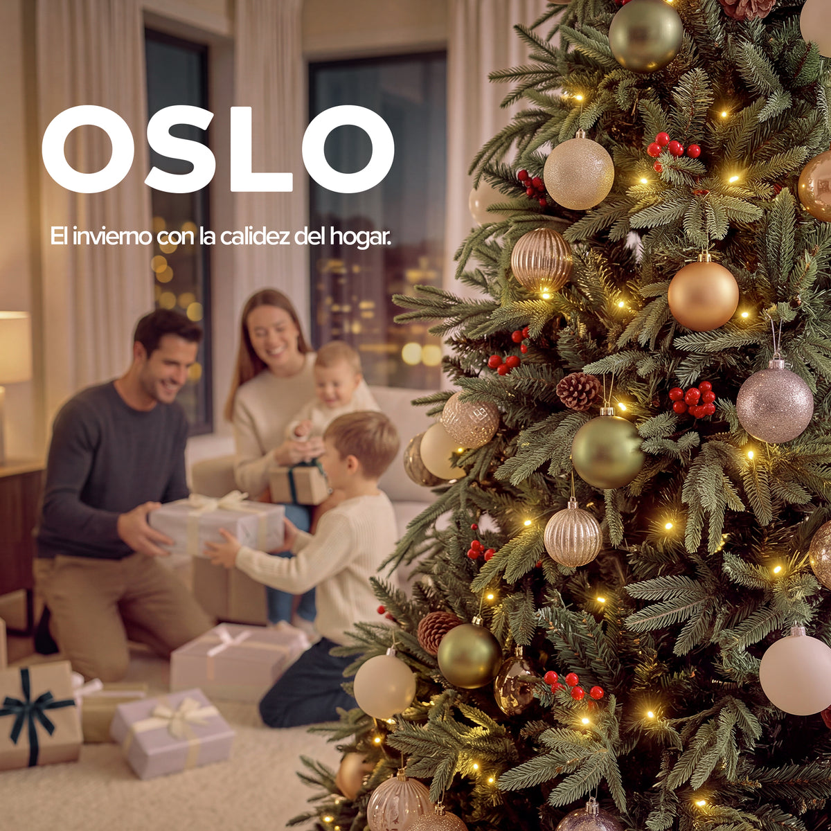 Oslo Árbol de Navidad Frondoso Iluminado Verde