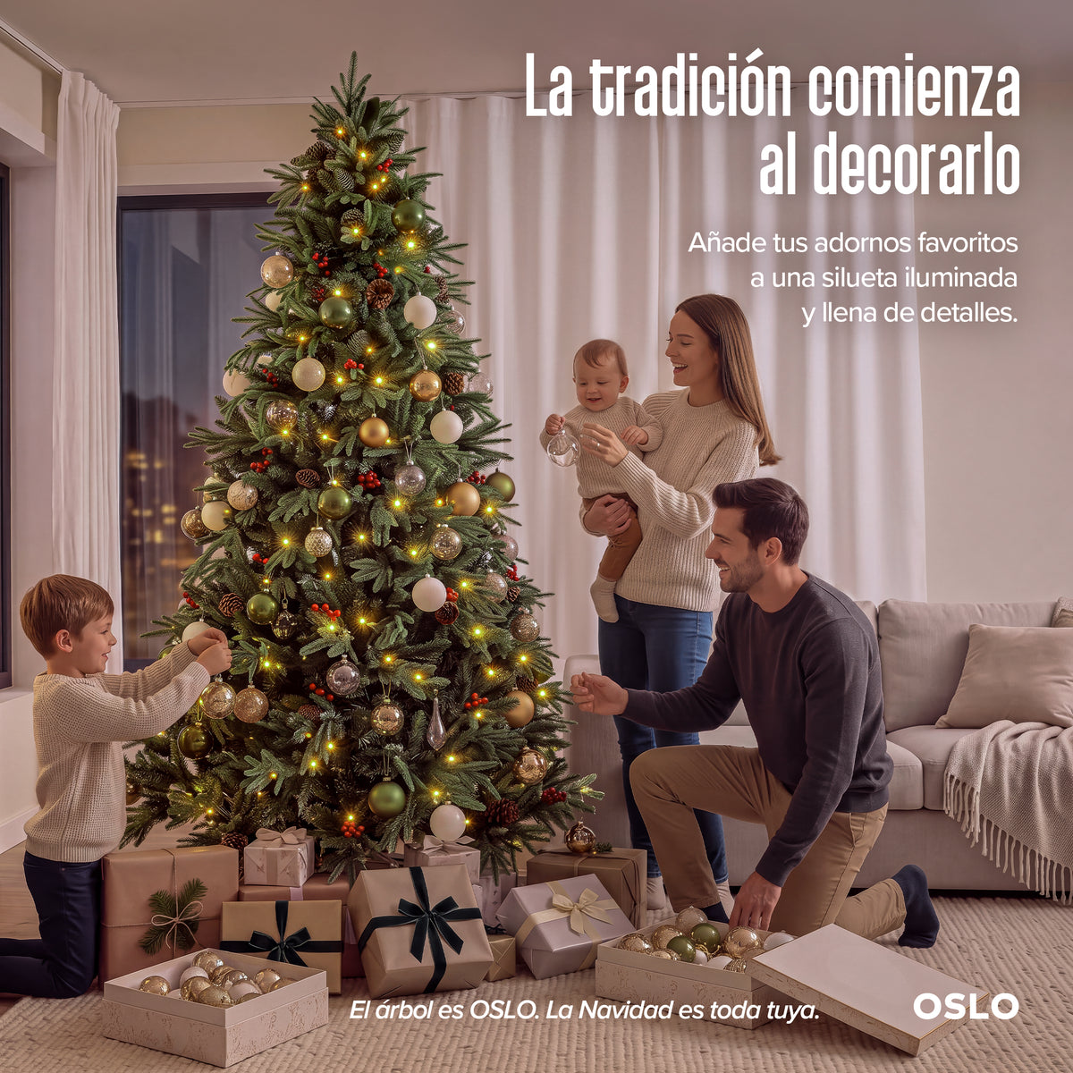 Oslo Árbol de Navidad Frondoso Iluminado Verde
