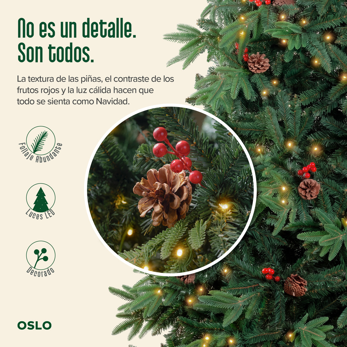 Oslo Árbol de Navidad Frondoso Iluminado Verde