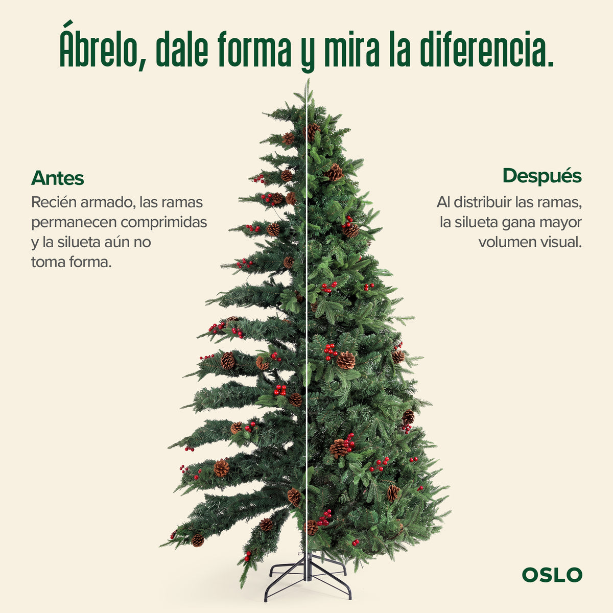 Oslo Árbol de Navidad Frondoso Iluminado Verde
