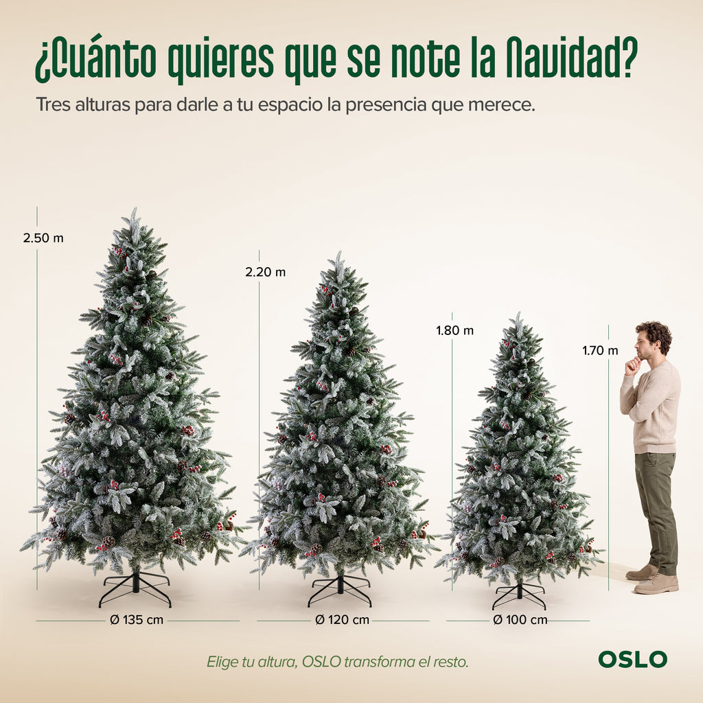Oslo Árbol de Navidad Frondoso Iluminado Nevado