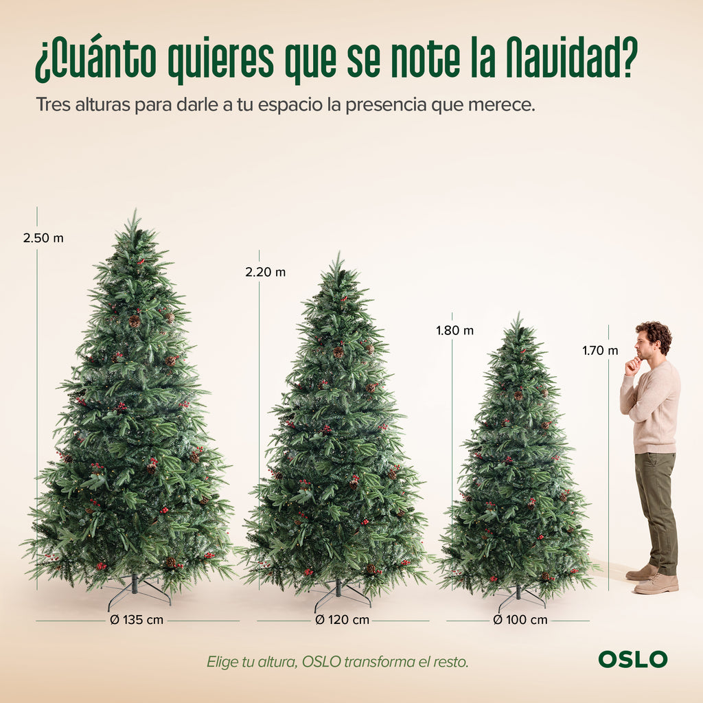 Oslo Árbol de Navidad Frondoso Iluminado Verde