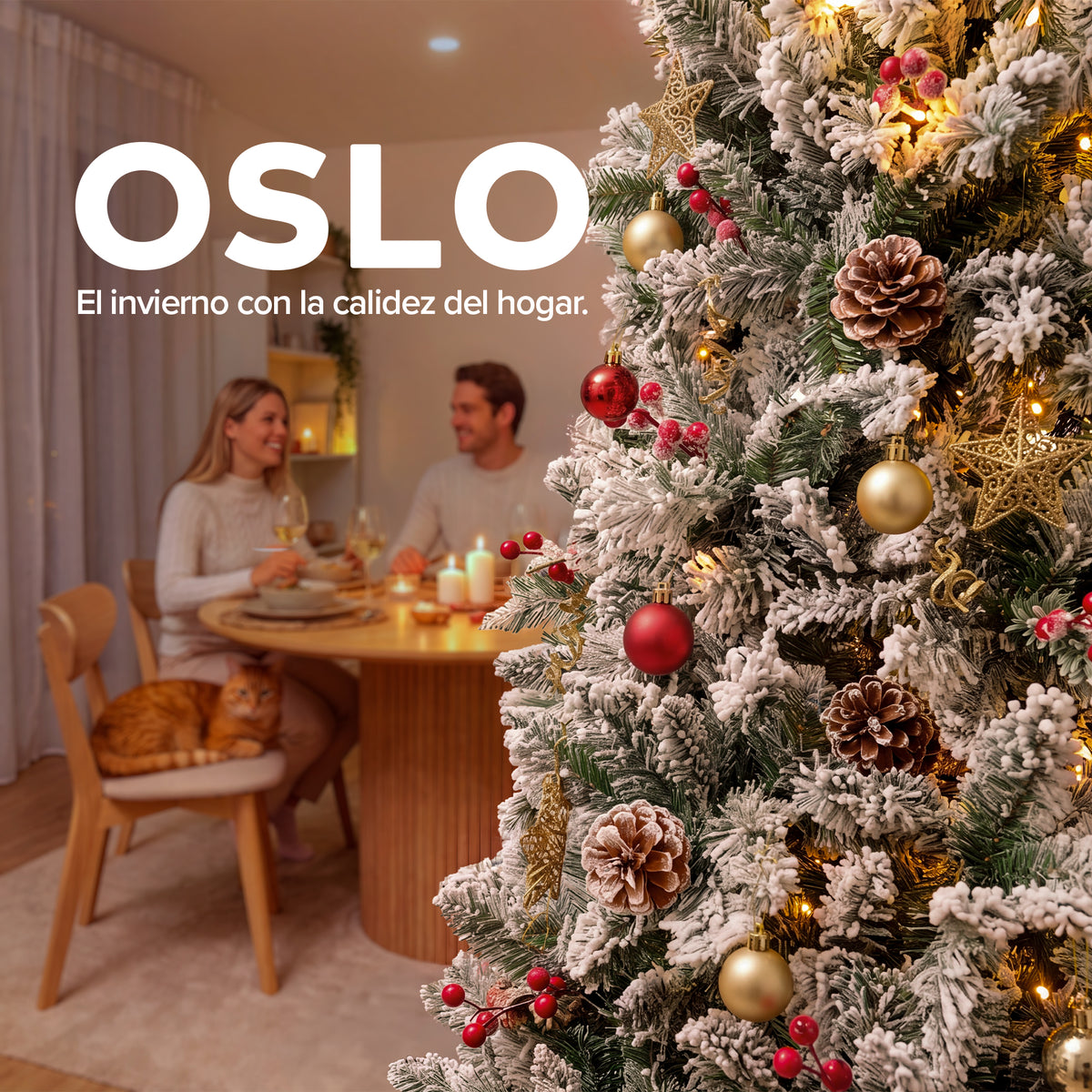 Oslo Árbol de Navidad Tipo Lápiz Nevado