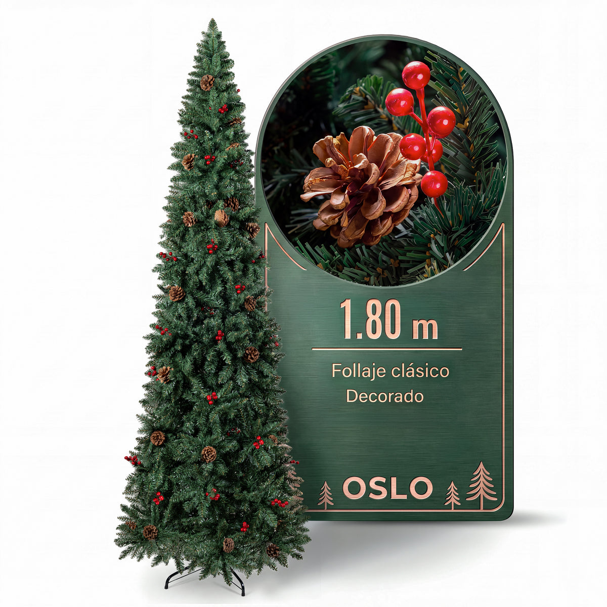 Oslo Árbol de Navidad Tipo Lápiz Verde