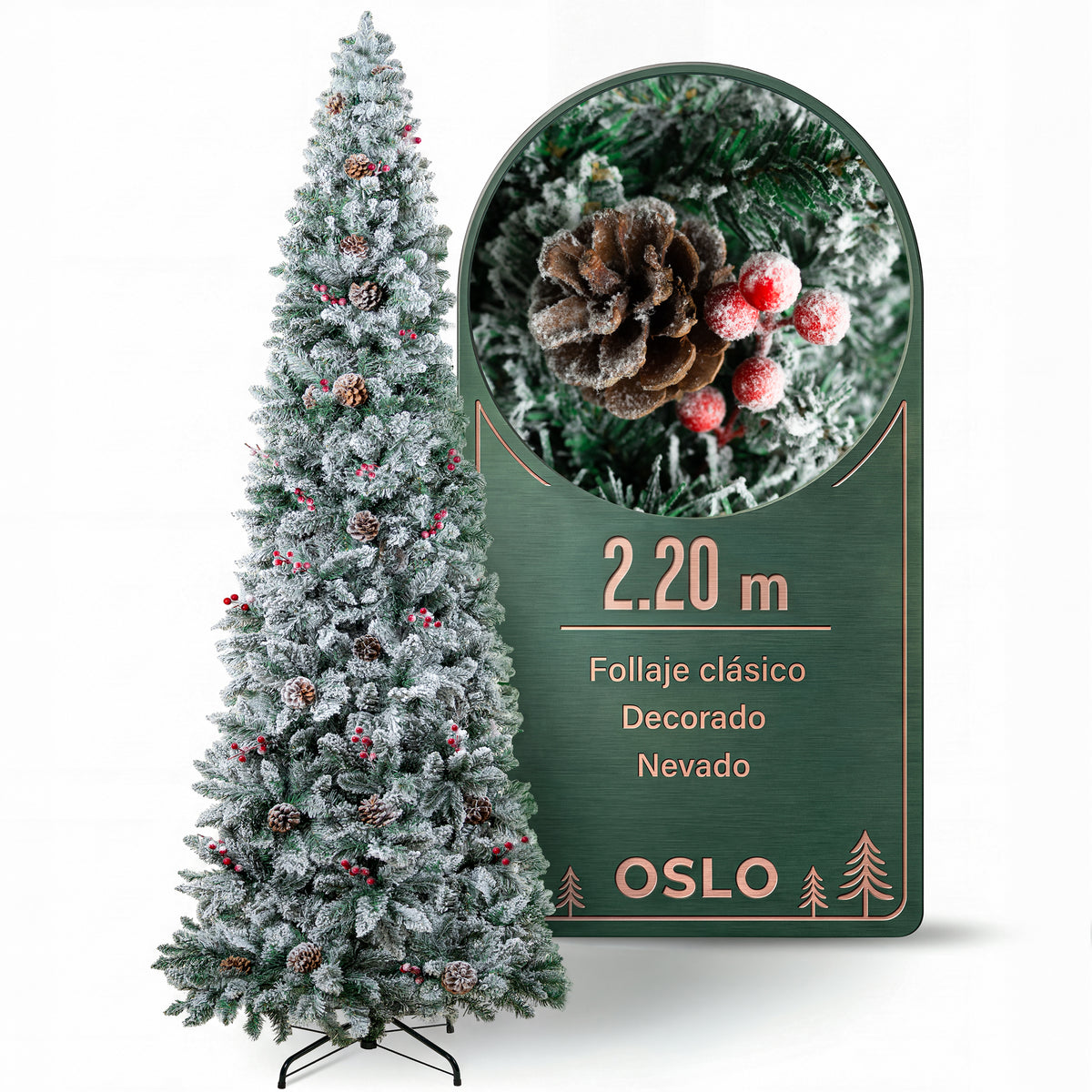 Oslo Árbol de Navidad Tipo Lápiz Nevado