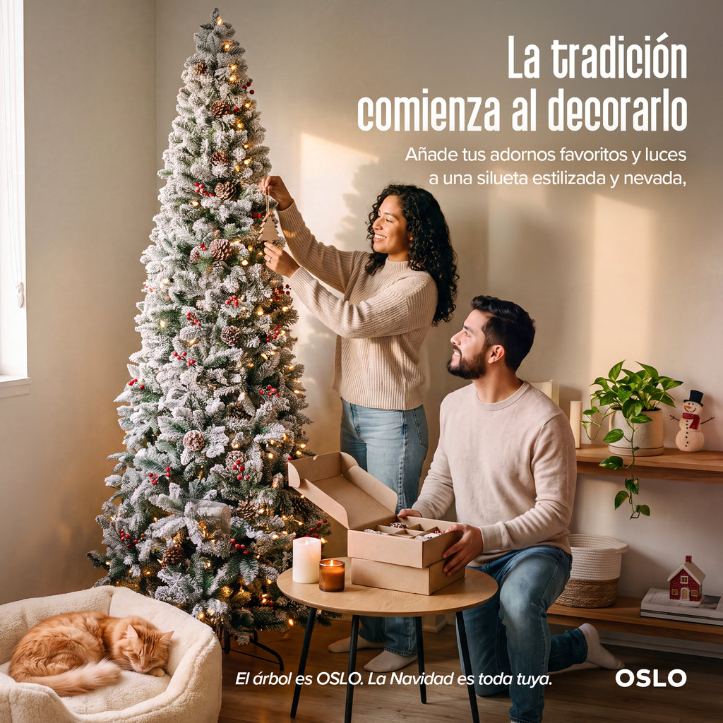 Oslo Árbol de Navidad Tipo Lápiz Nevado