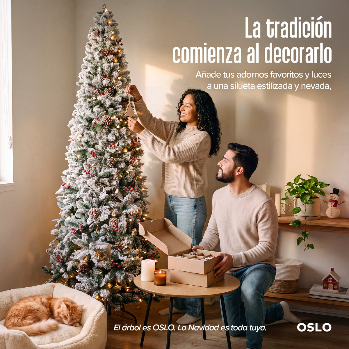 Oslo Árbol de Navidad Tipo Lápiz Nevado