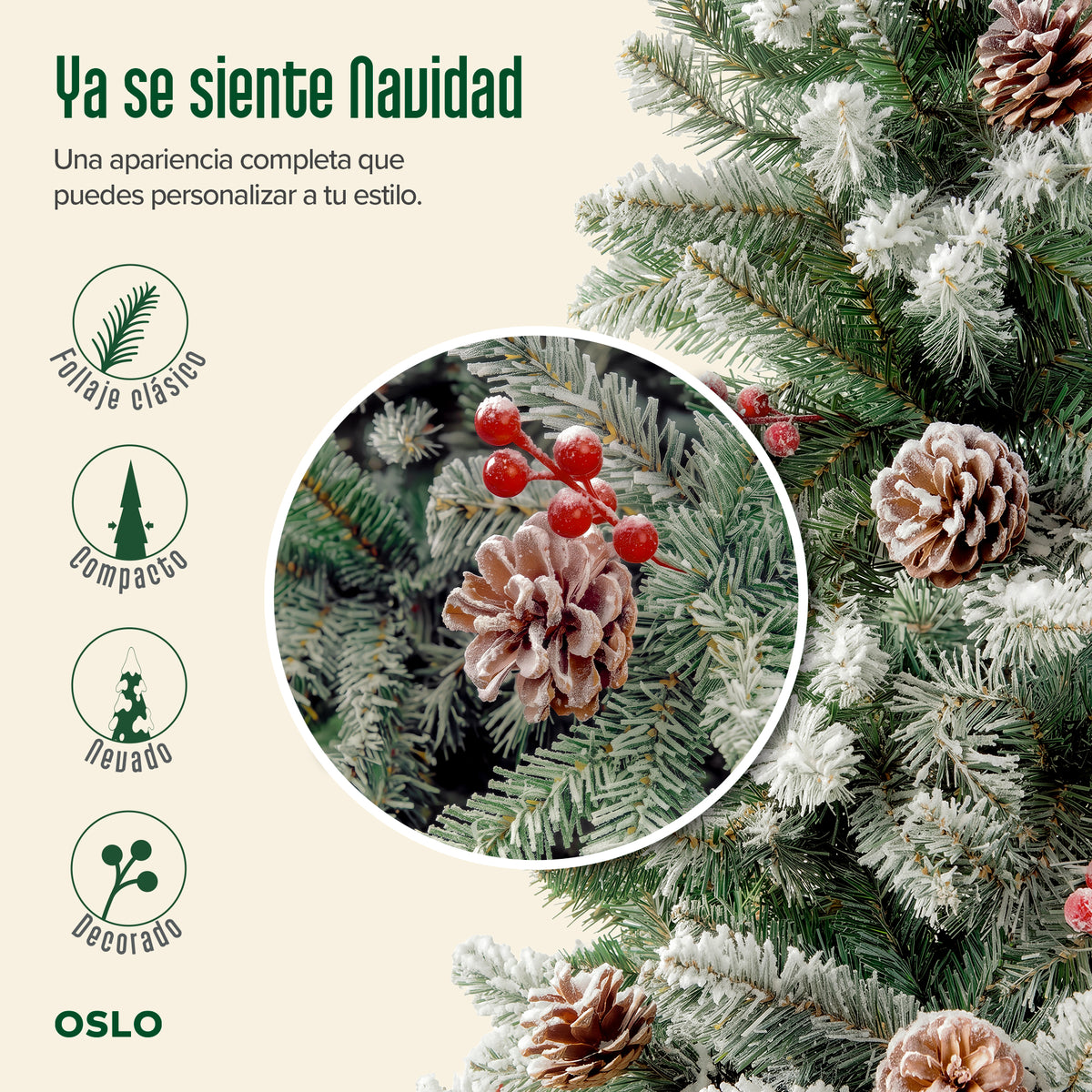 Oslo Árbol de Navidad Tipo Lápiz Nevado
