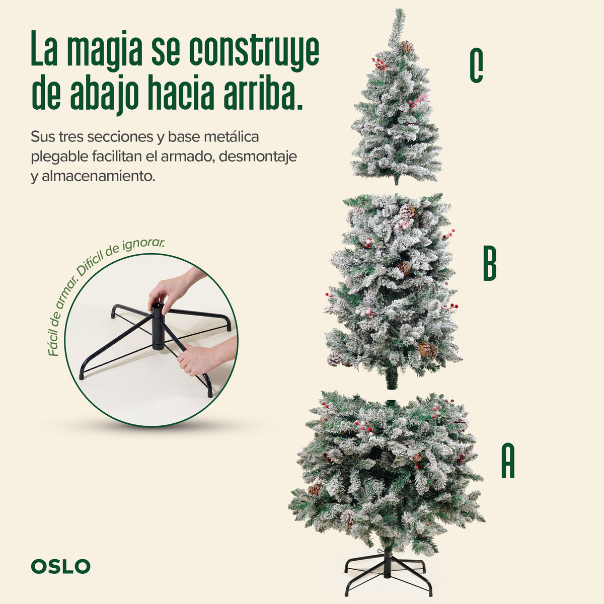 Oslo Árbol de Navidad Tipo Lápiz Nevado