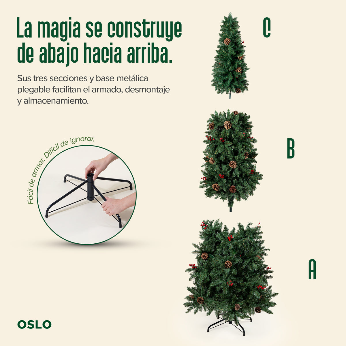 Oslo Árbol de Navidad Tipo Lápiz Verde