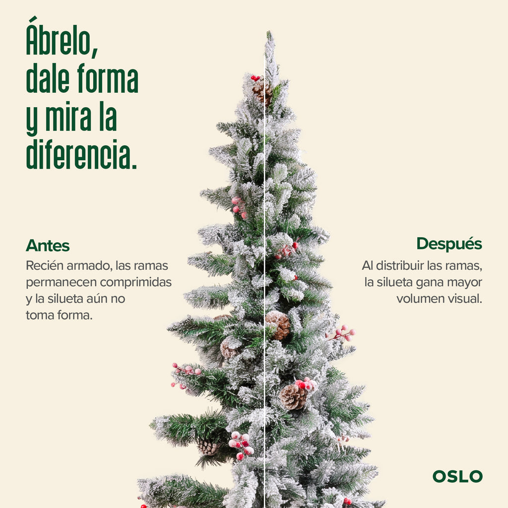 Oslo Árbol de Navidad Tipo Lápiz Nevado