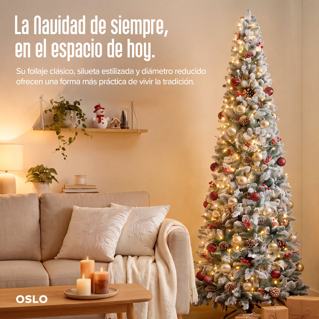Oslo Árbol de Navidad Tipo Lápiz Nevado