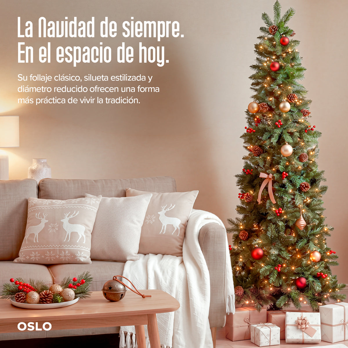 Oslo Árbol de Navidad Tipo Lápiz Verde