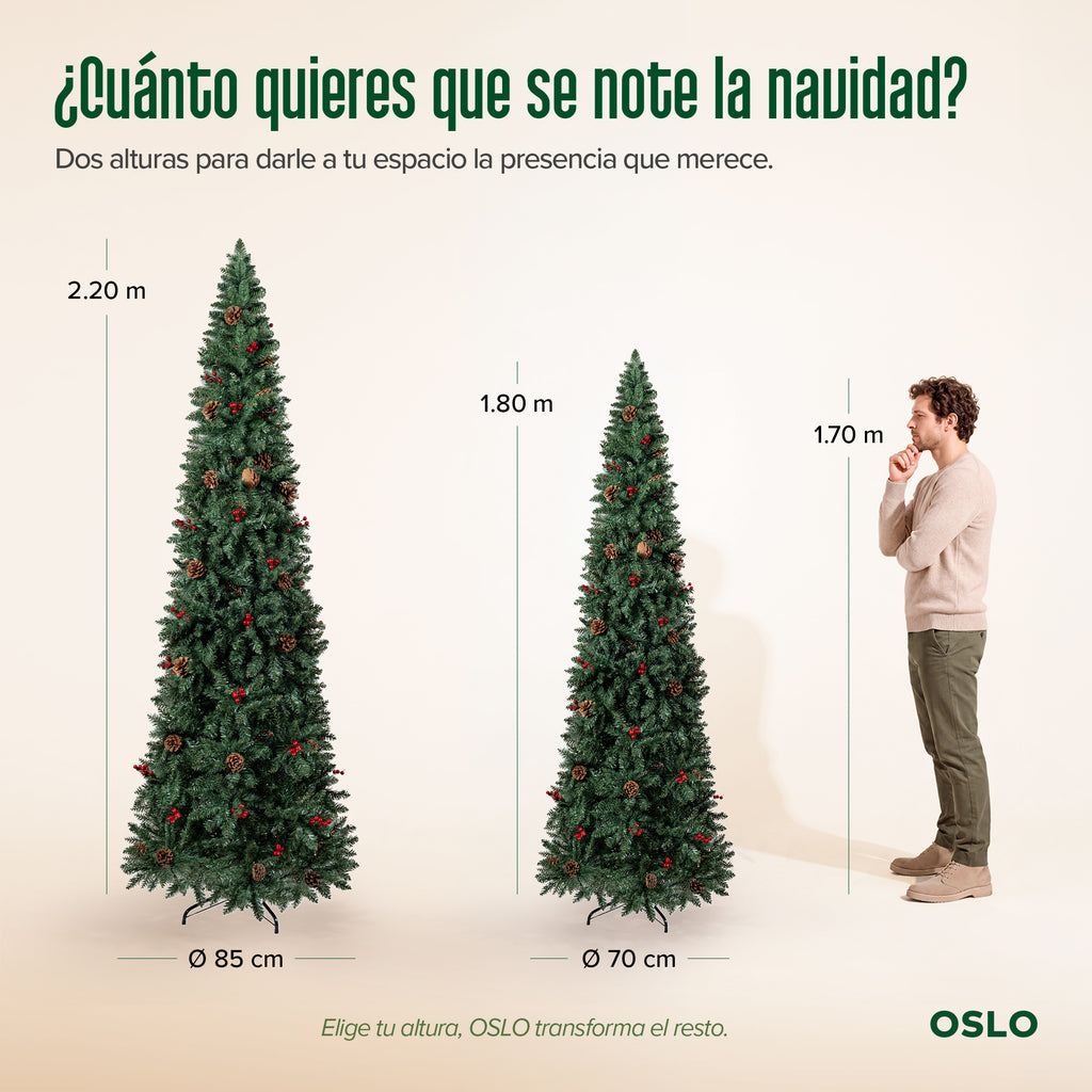 Oslo Árbol de Navidad Tipo Lápiz Verde